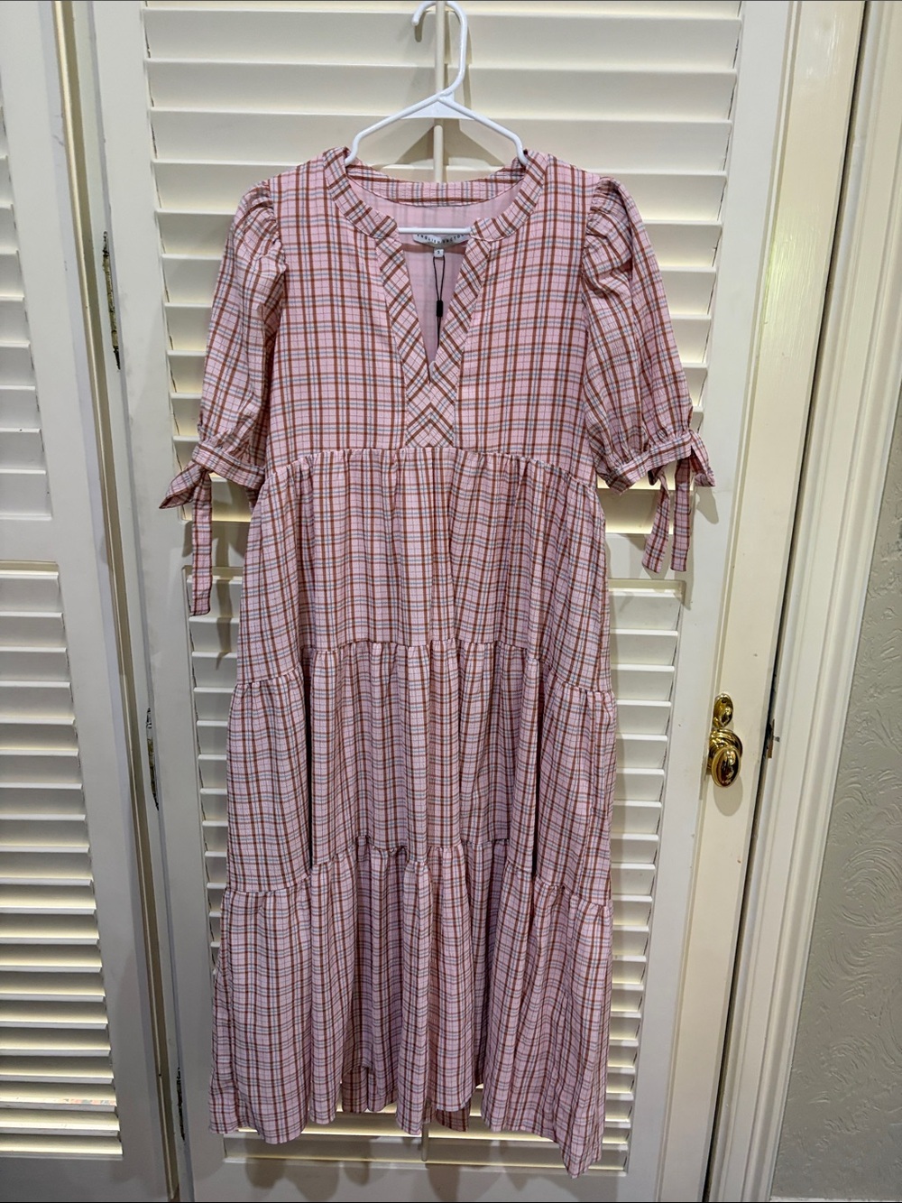 English Factory Pink Plaid Maxi Dress